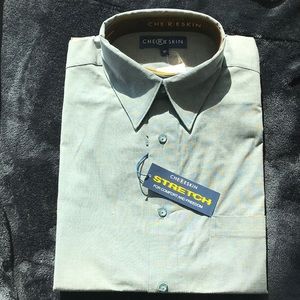 CHERESKIN, Short sleeve button-down, size M, color gray.